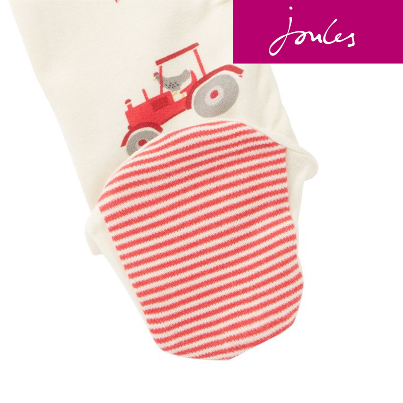 Joules Baby Ziggy Babygrow - White Farm-4